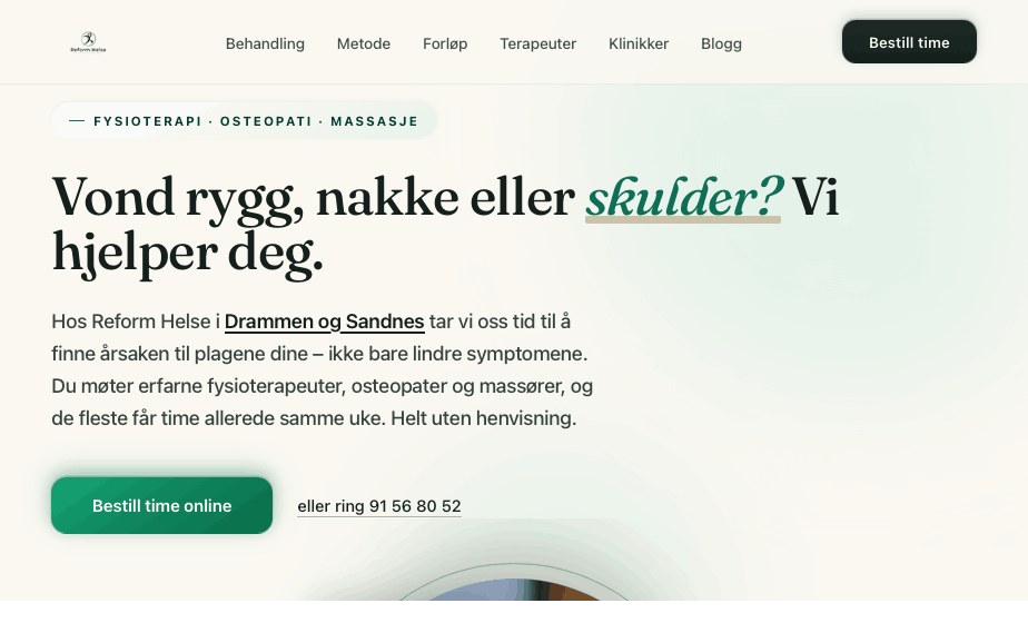 Reform Helse nettside